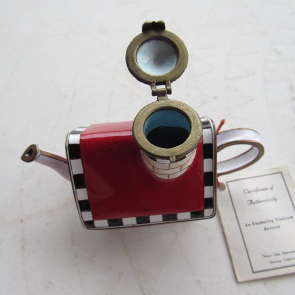 Kelvin Chen Miniature Enamel Teapot COA - Picture 2 of 5